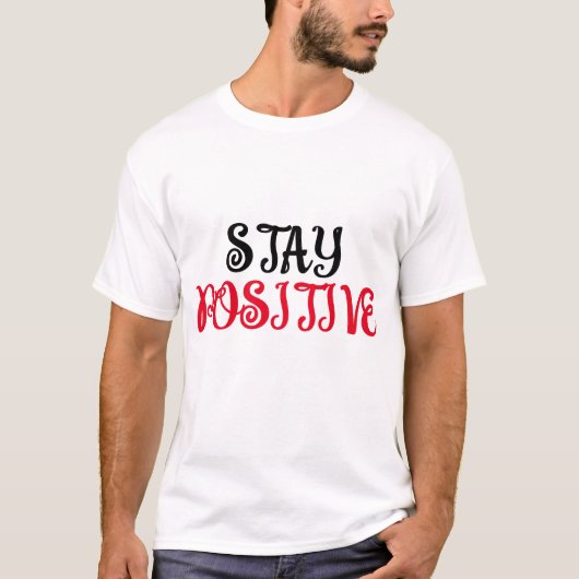 T-shirt Restez positif Black & Red Typography (Devant)