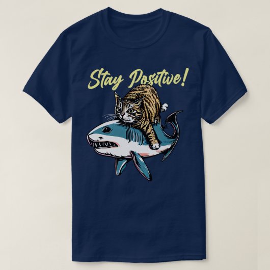 T-shirt Restez positif Funny Chat 3 (Design devant)