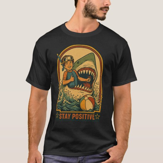 T-shirt Restez positif rétro (Devant)