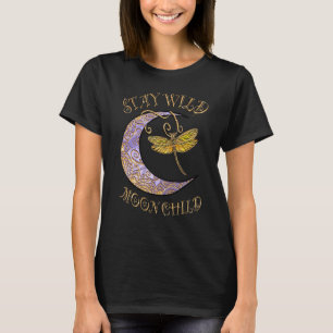 T-shirt Restez sauvage Lune Enfant Hippie Crescent Lune Dr