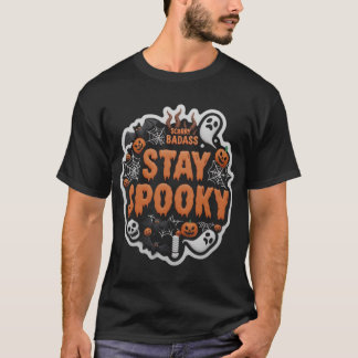 T-shirt Restez Spooky Graphisme 3D Halloween avec chauves-