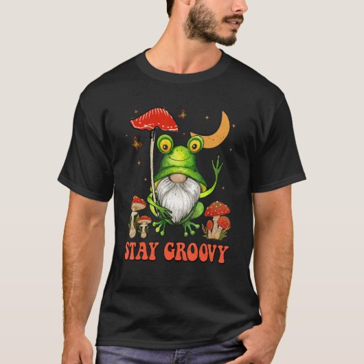 T-shirt Restez Super Cute Frog Gnome Champignons Hippie le (Devant)