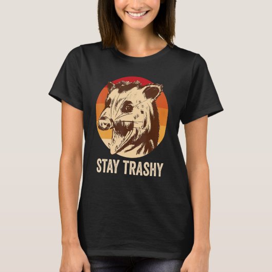 T-shirt Restez Trashy Possum (Devant)