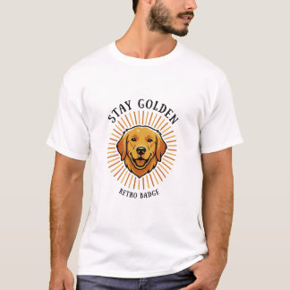 T-shirt Restez Vintage Jaune Sunburst Amoureux des Chiens 