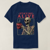 T-shirt Restez Vivants Skeleton Café Graphic Mignonne Et D (Design devant)