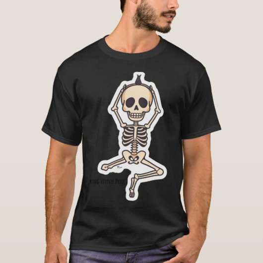 T-shirt Restin in Pose Funny Skeleton Yoga Halloween Desig (Devant)
