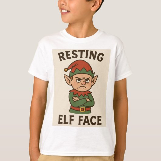 T-shirt Resting Elf Face – Grumpy Holiday Mood (Devant)