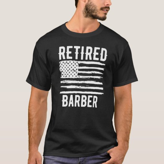 T-shirt Retired Barber Profession American Flag Premium (Devant)