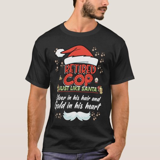 T-shirt Retired Cop Christmas  for Cop Grandpa (Devant)