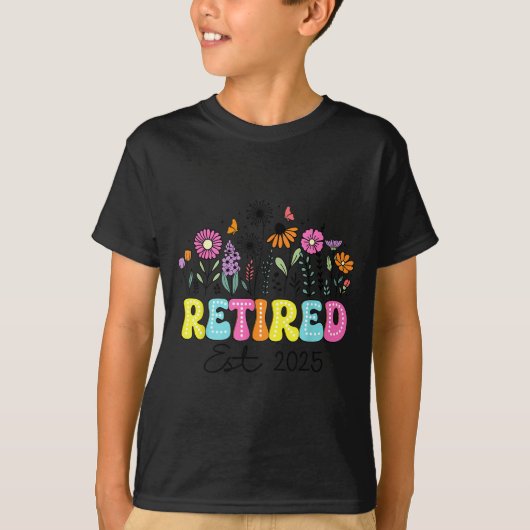 T-shirt Retired Est 2025 Boho Floral Retirement Retire Tea (Devant)