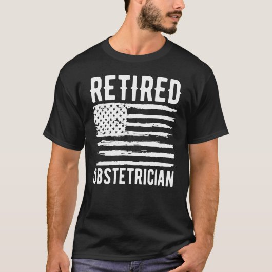 T-shirt Retired Obstetrician Profession American Flag (Devant)