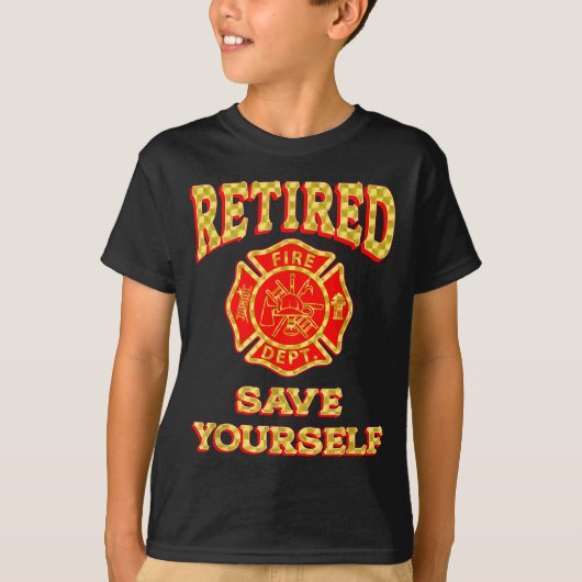 T-shirt Retired Save Yourself Funny Fireman Retirement Vin (Devant)