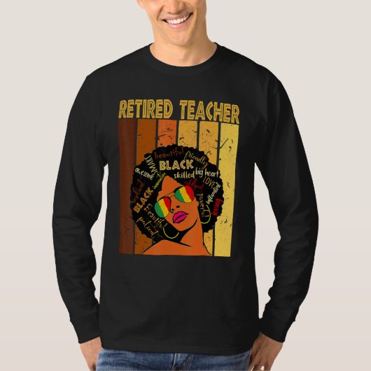 T-shirt Retired Teacher Afro African American Black Histor (Devant)