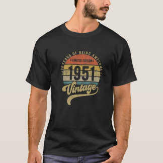 T-shirt Reto Vintage 70E Anniversaire, 1951 Edition Limité