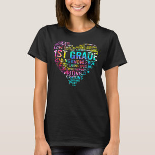 T-shirt Retour À L'École 1ère Année Équipe Tie Dye Heart T