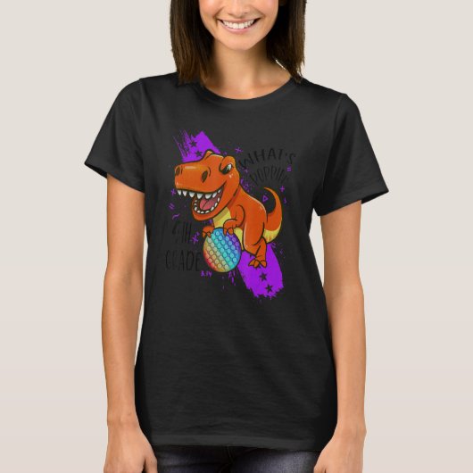 T-shirt Retour À L'École 4E Année Dinosaure Rex Pop It Fid (Devant)