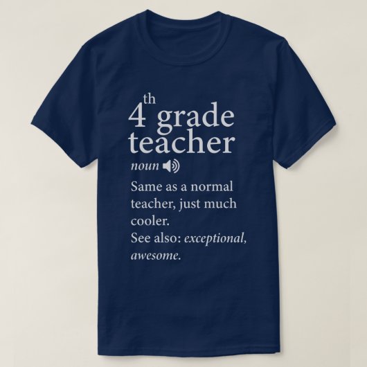 T-shirt Retour à l'école-4e année-Enseignant-Funny-Définit (Design devant)