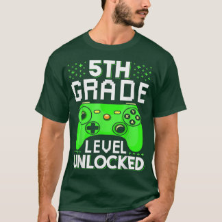 T-shirt Retour à l'école 5e année niveau jeu vidéo déverro