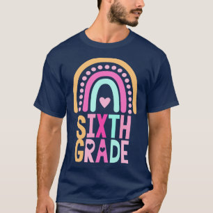 T-shirt Retour À L'École 6E Année Arc En Ciel Enfants Femm