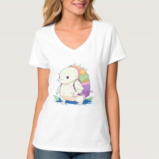 T-shirt Retour à l'école Axolotl Kawaii Dessin (Devant)