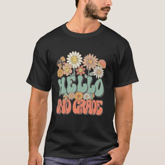 T-shirt Retour à l'école Bonjour 2e année Daisy Groovy Ens (Devant)