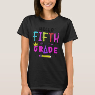 T-shirt Retour À L'École Bonjour Filles de 5e année T