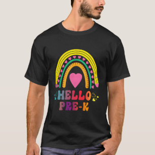 T-shirt Retour À L'École Bonjour Pré K Arc-En-Ciel Enseign