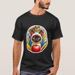 T-shirt Retour à l'école Chat Siamois Garçons Filles Élève