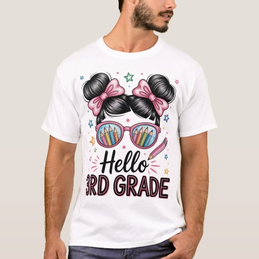 T-shirt Retour À L'École Coquette Bow Enseignant Bonjour T (Devant)