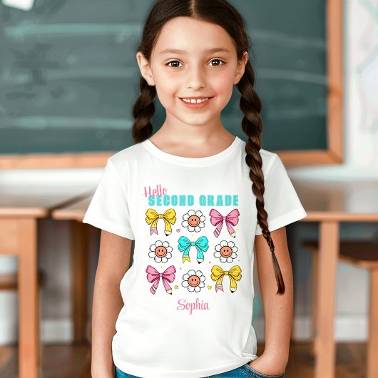 T-Shirt Retour À L'École Cute Bow Pencil Coquette Nom Rétr
