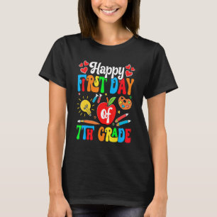 T-shirt Retour À L'École Cute Heureux Premier Jour De 7E A