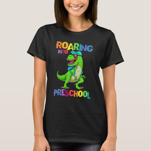 T-shirt Retour À L'École En Dinosaure De L'École Préscolai (Devant)