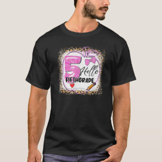 T-shirt Retour à l'école enseignant Bonjour 5e année Leopa