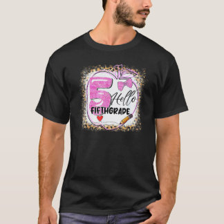 T-shirt Retour à l'école Enseignant Bonjour 5e année Léopa