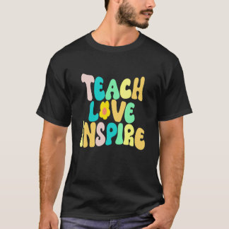 T-shirt Retour à l'école Enseigner Amour Inspirer Rétro En