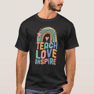 T-shirt Retour à l'école Enseigner l'amour Inspirer Rétro