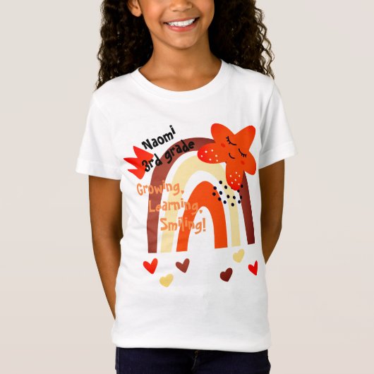 T-Shirt Retour à l'école | Fun Cute Boho Style Enfants Nom (Devant)