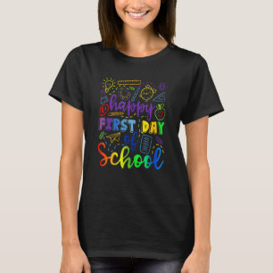 T-shirt Retour à l'école Heureux Premier Jour de Typograph