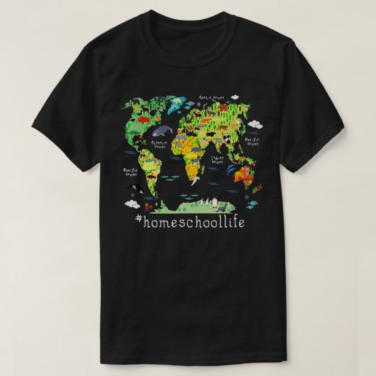 T-shirt Retour à l'école Homeschool World Map Géographie (Design devant)