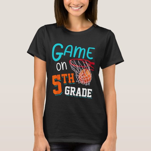 T-shirt Retour À L'École Jeu Sur Basketball De 5E Année Fu (Devant)