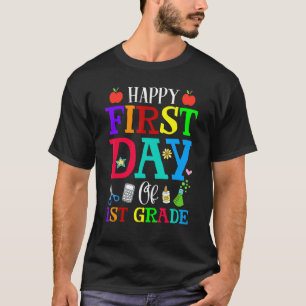 T-shirt Retour À L'École Joyeux Premier Jour De 1Ème Année