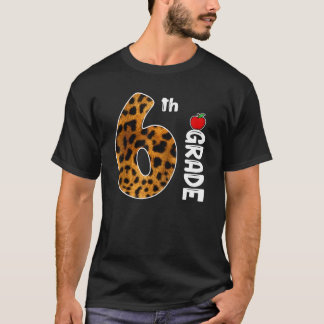 T-shirt Retour À L'École Leopard De 6E Année Pour La Stitu