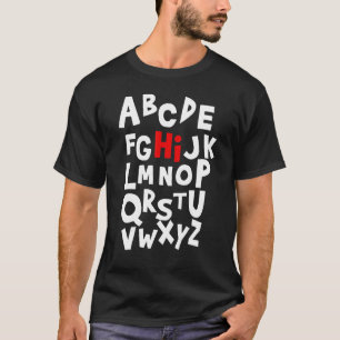 T-shirt Retour À L'École Lettres Alphabet Hi Pour Femmes H