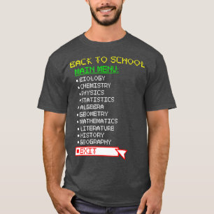 T-shirt Retour À L'École Menu Principal Sortir Jeu Humour