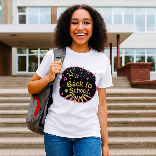 T-shirt Retour à l'école Neon Pop Art Bright Classroom