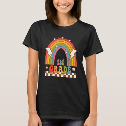 T-shirt Retour À L'École Prêt À Écraser Rainbow 1er Enseig (Devant)