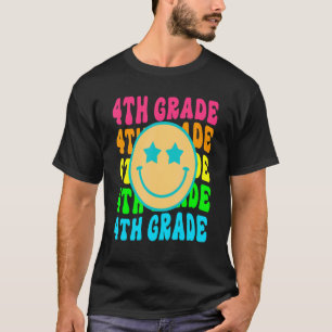 T-shirt Retour À L'École Quatrième Année Sourire Visage Te