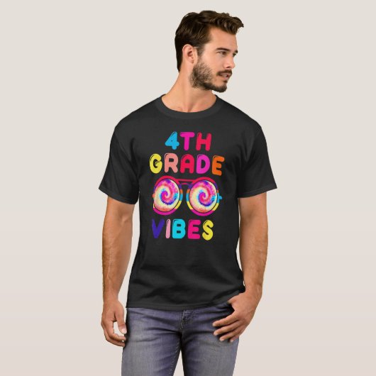 T-shirt Retour À L'École Vibes De 4E Année Tie Dye Lunette (Devant entier)