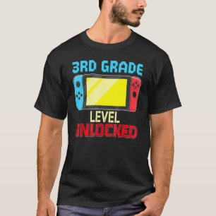 T-shirt Retour À L'École Vidéo Gamer 3e Niveau Déverrouill