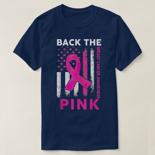 T-shirt Retour Conscience du cancer du sein rose Fla améri (Design devant)